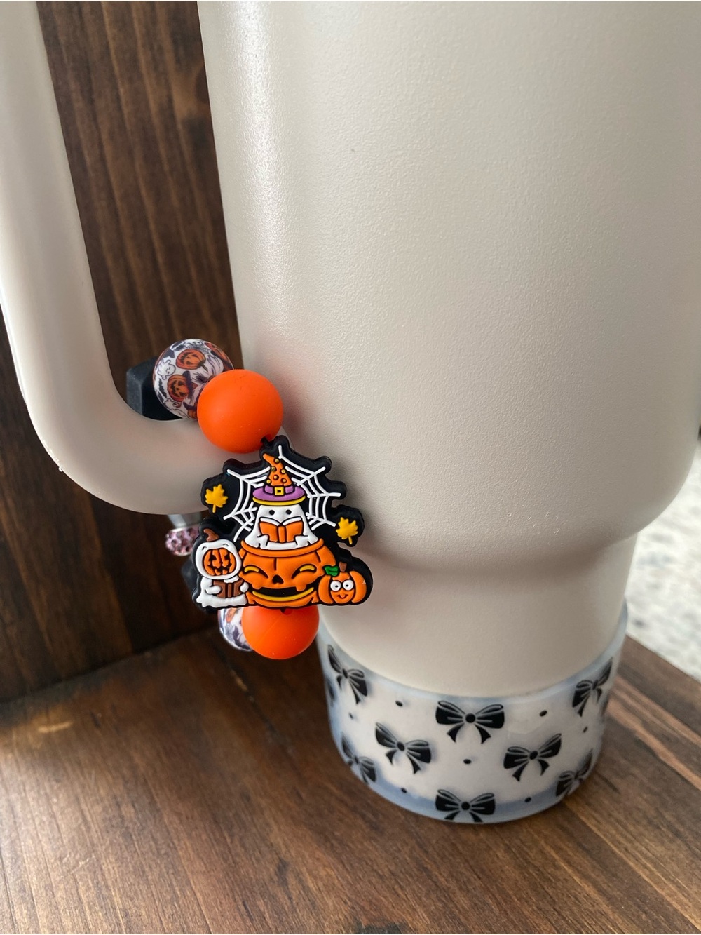 Halloween Pumpkin Charm Stretch Cup Accessory Charm- Orange & Black